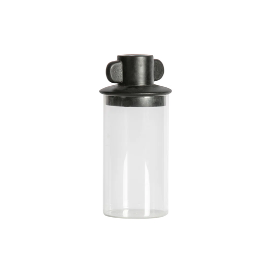 Gina Glass Pot Black 24X11cm