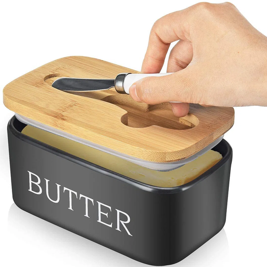 650ml Ceramic Butter Dish With Lid And Knife