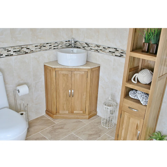Leticia Solid Oak 550mm Corner Vanity Unit