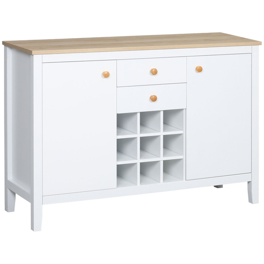 HOMCOM Sideborad with Wine Rack, Buffet Cabinet, Natural Handle
