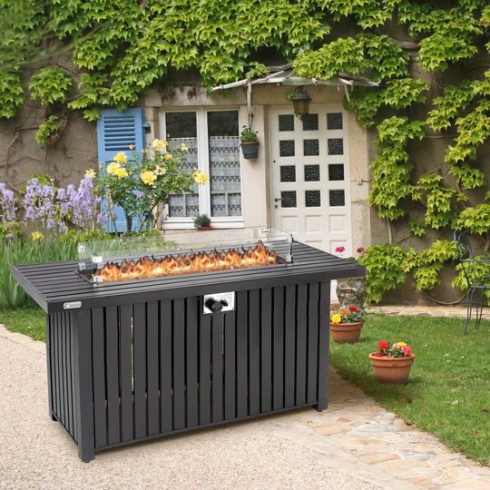 63.5Cm H x 136Cm W Steel Natural Gas Outdoor Fire Pit Table