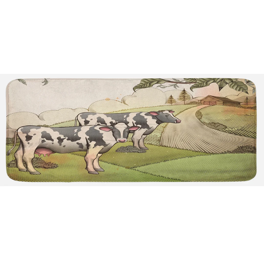 Calkins Farm Animal Dairy Cows Countryside Kitchen Mat