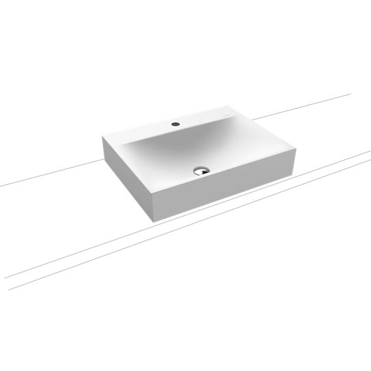 Alpine White Matt Steel Enamel Rectangular Countertop Basin Bathroom Sink