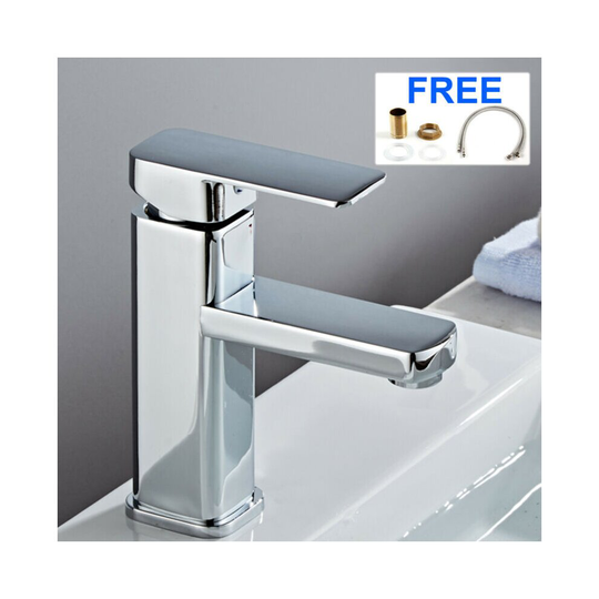 NEW Square Basin Mixer Tap Faucet Chrome Brass Single Handle
