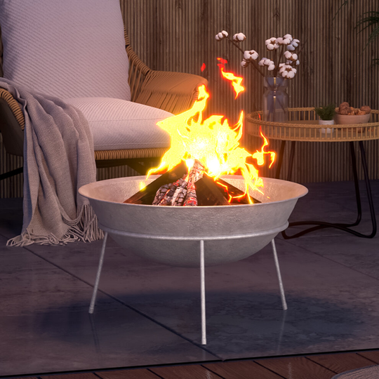 (60cm with Iron Stand) Cast Iron Fire Pit Burner Bowl Garden Heater Camping Rust Bonfire