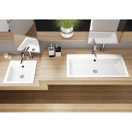 Puro Warm Beige Steel Enamel Rectangular Under Counter Bathroom Sink