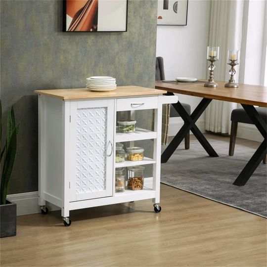 Aristoteles 92 Cm Kitchen Trolley Kitchen Island with Locking Wheels