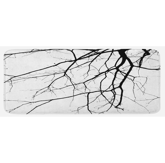 Maleah Black and White Leafless Tree Kitchen Mat
