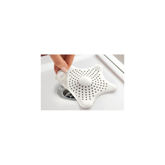 (White) STARFISH SINK STRAINER Hair Trap Shower Rubber Bath Drain Cover Hair Catcher UK