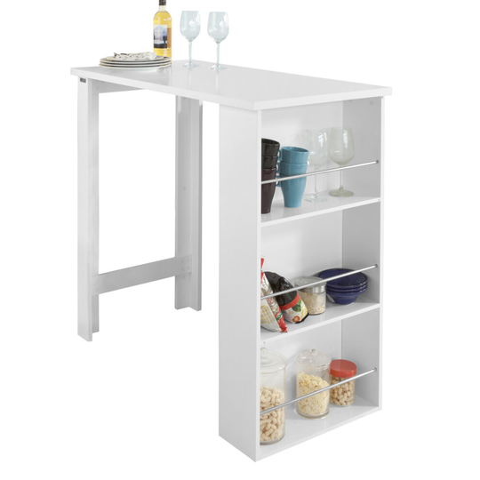 SoBuy® FWT17-W, Kitchen Dining Table Bar Table with 3-Tier Storage Rack