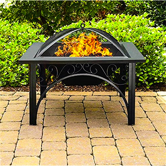 Bulle 58Cm H x 76Cm W Steel Wood Burning Outdoor Fire Pit Table with Lid
