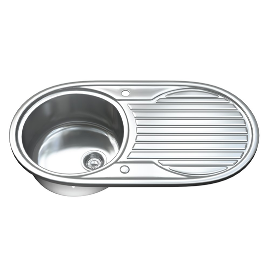 1061 1.0 Single Bowl Stainless Steel Kitchen Sink, Drainer & Waste