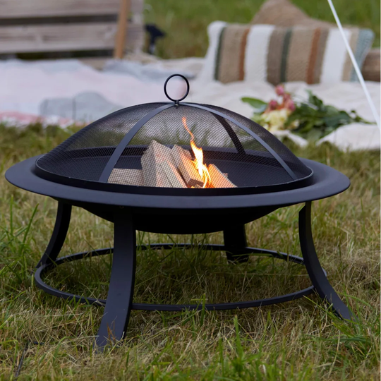 Beaucaire 52cm H x 75cm W Steel Wood Burning Outdoor Fire Pit with Lid