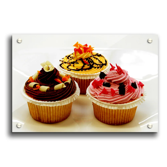 Cupcake Trio Portrait - Unframed Photograph Print on Acrylic