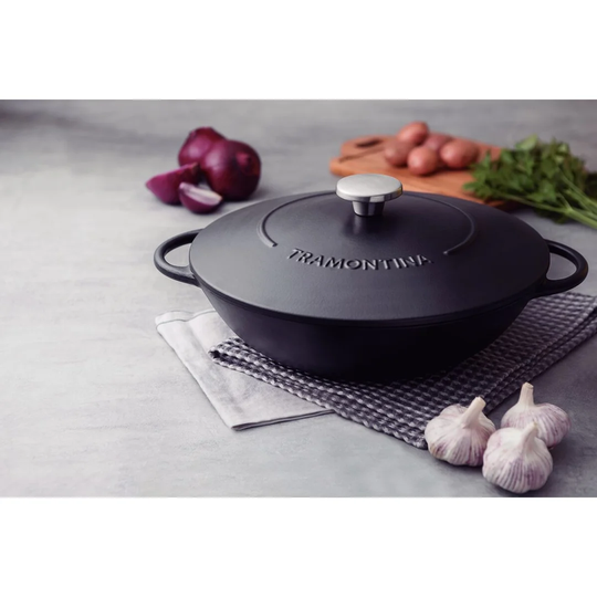 Tramontina Trento Enamelled Cast Iron Wok with Non-Stick Coating 32cm (5l)