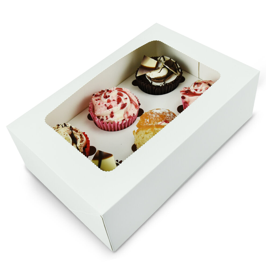 (White, Single) Cupcake Boxes With Inserts And Display Window