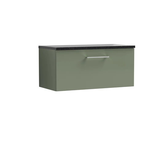 80.5Cm Wall Mounted Bathroom Vanity Base Only in Green Satin