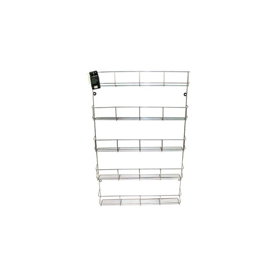 5 Tier Chrome Spice Herb Jar Rack Holder for Kitchen Door Cupboard