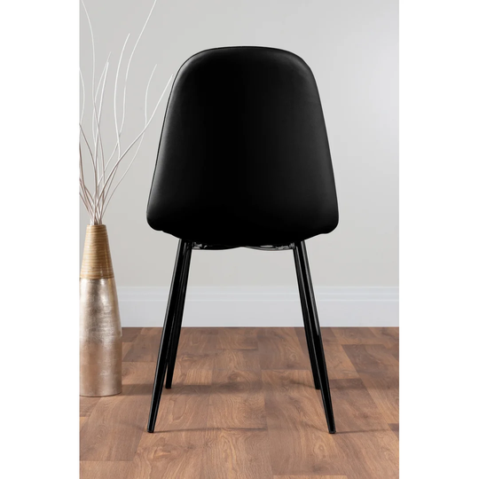 Leonardo Black Leg Glass Dining Table & 6 Black Corona Black Leg Chairs