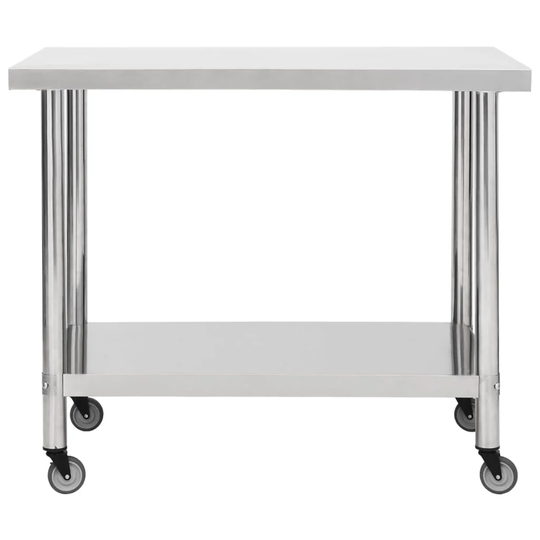 Birchler 100 Cm Stainless Steel Prep Table with Locking Wheels