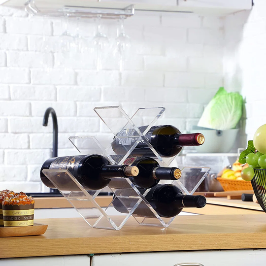 8-Bottle Clear Acrylic Wine Rack Butterfly Elegant Acrylic Wine Rack For Home Kitchen Restaurant, Storing 8 Bottles Wines