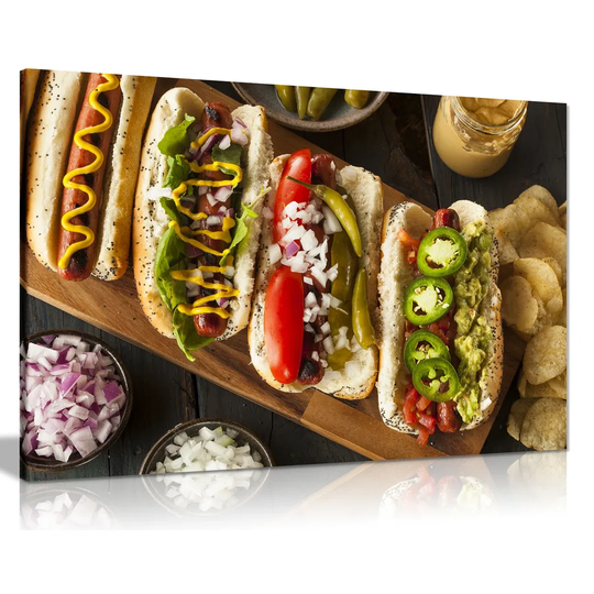 American Gourmet Grill Beef Hots Dogs - Wrapped Canvas Photograph