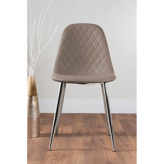 Leonardo Black Leg Glass Dining Table & 6 Cappuccino Corona Black Leg Chairs