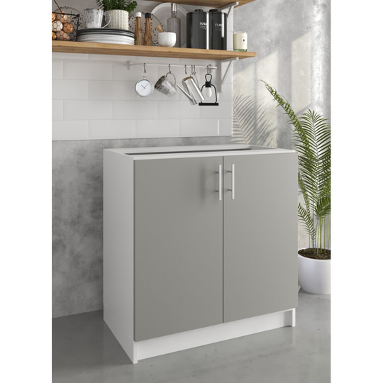 (Kitchen Base Cabinet - 800mm - Base Kitchen Unit - Grey) Kitchen Wall Cabinet Base Cabinet Sink Cupboard