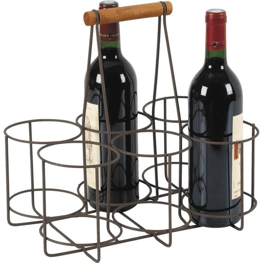 Yorktown 6 Bottle Solid Wood Tabletop/Countertop Wine Bottle Rack in Black