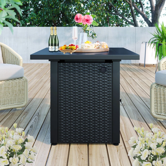 Emily-Joy 63.9Cm H x 71Cm W Steel Propane Outdoor Fire Pit Table with Lid