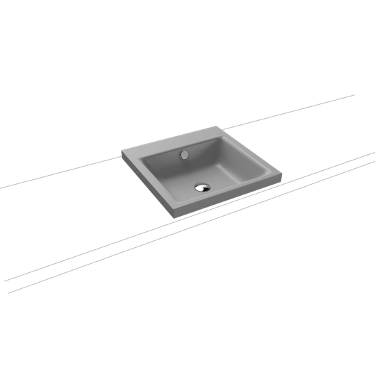 Cool Grey Steel Enamel Rectangular Inset Bathroom Sink