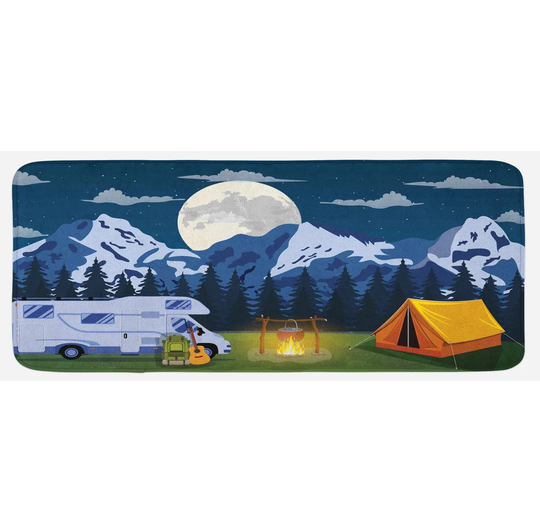 Buchan RV Camping in the Woods at Night Kitchen Mat