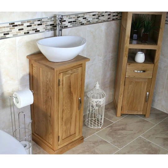 Craine Compact Solid Oak 350mm Free-Standing Vanity Unit