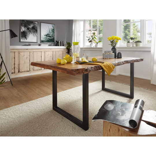 Zayyan Fixed Table Acacia Solid Wood Dining Table