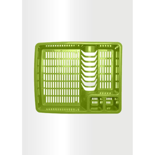 (Green) Plastic Dish Drainer Utensil Holder Dish Rack