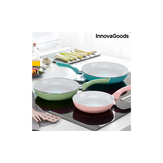 Set of Non-stick Frying Pans with Ceramic Coating Pantasy InnovaGoods 3 Pieces (ø 20-24-28 cm)