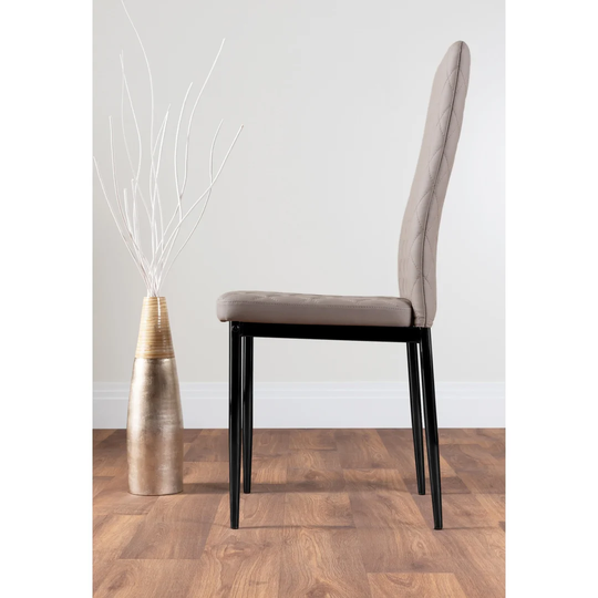 Leonardo Black Leg Glass Dining Table & 4 Grey Milan Black Leg Chairs