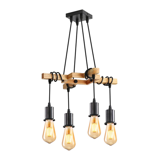 Flavius 4-Light Kitchen Island Bell Pendant with Wood Accents