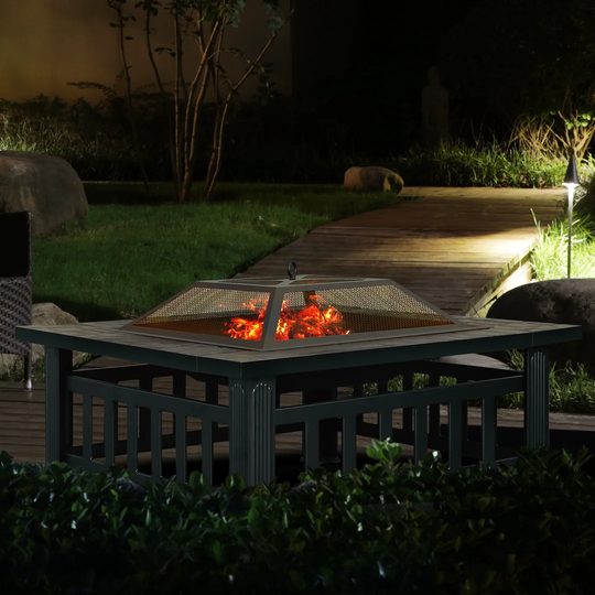 Naiara Iron Charcoal Fire Pit Table