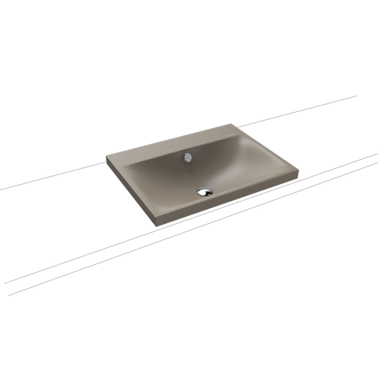 Warm Grey Metal Reactangle Inset Basin Bathroom Sink