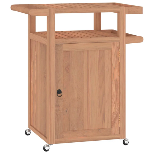Hutton 70 Cm Solid Wood Kitchen Trolley with Locking Wheels