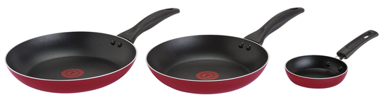 Tefal Easycare 3 Piece Aluminium Frying Pan Set - Red