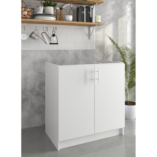 (Kitchen Base Sink Cabinet - 800mm - Base Kitchen Unit - White) Kitchen Wall Cabinet Base Cabinet Sink Cupboard