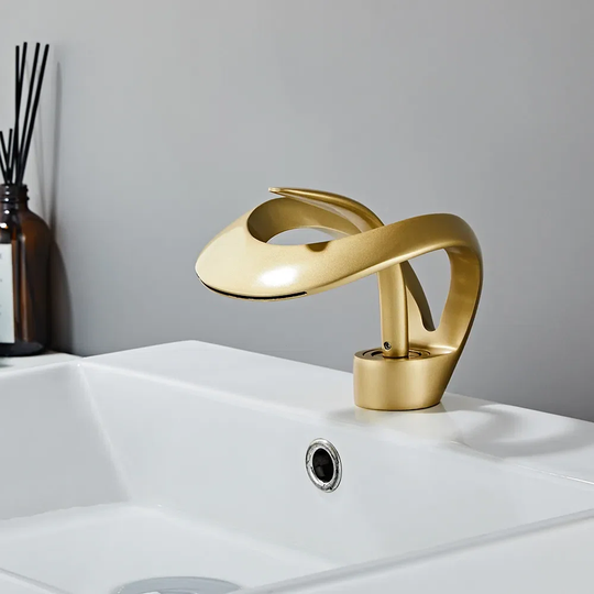 Timms Modern Elegant Waterfall Bathroom Sink Faucet Pillar Tap