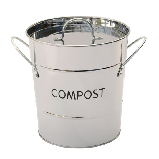 Polished Stainless Steel-finish Metal Compost Food Waste Pail/Bin