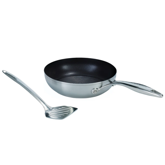Circulon Steelshield S-Series Stainless Steel Nonstick 24Cm Frying Pan With Slotted Turner Utensil Tool