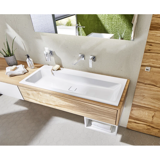 Cold Grey Steel Enamel Rectangular Inset Bathroom Sink