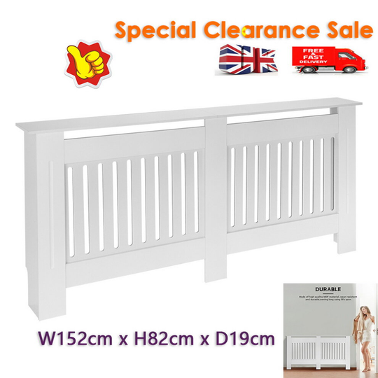 152cm Large Radiator Cover MDF Slat Heating Grill Guard with Top Shelf