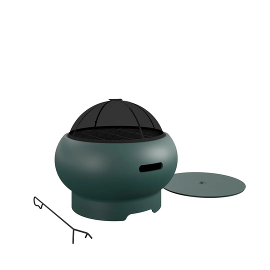 Asher 36.83Cm H x 68.58Cm W Clay Outdoor Fire Pit with Lid