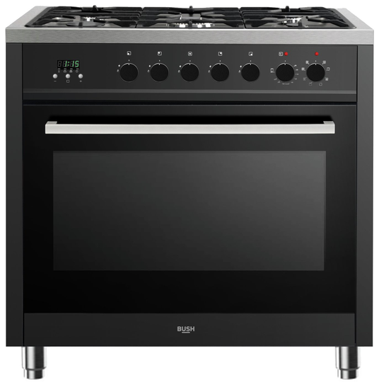 Bush BRC90DFBLK 90cm Dual Fuel Range Cooker - Black